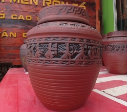 Bình ngâm rượu hoạ tiết Trống Đồng 10L, Gốm sứ Bát Tràng