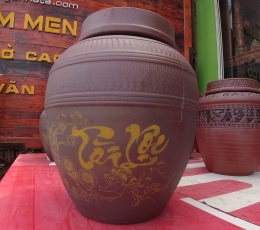 Bình ngâm rượu vẽ Tài Lộc 20L, Gốm sứ Bát Tràng