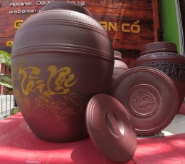 Bình ngâm rượu vẽ Tài Lộc 40L, Gốm sứ Bát Tràng