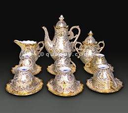 Bộ ấm chén Hoàng Đế trơn vẽ hoa gấm