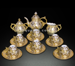 Bộ ấm chén nữ hoàng hoa văn nổi vẽ hoa văn Tajimahal