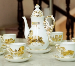 Bộ ấm chén vẽ phong cảnh 