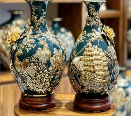 Lọ dáng Tỏi miệng loe - Thuận buồm xuôi gió dát vàng 24K H40