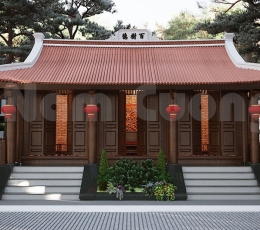 Nhà gỗ từ đường thờ cúng dòng họ