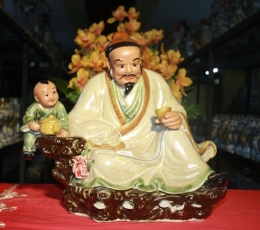 Tượng Thần Tài Trà Nhỏ - Gốm men rạn thế  kỷ XVI