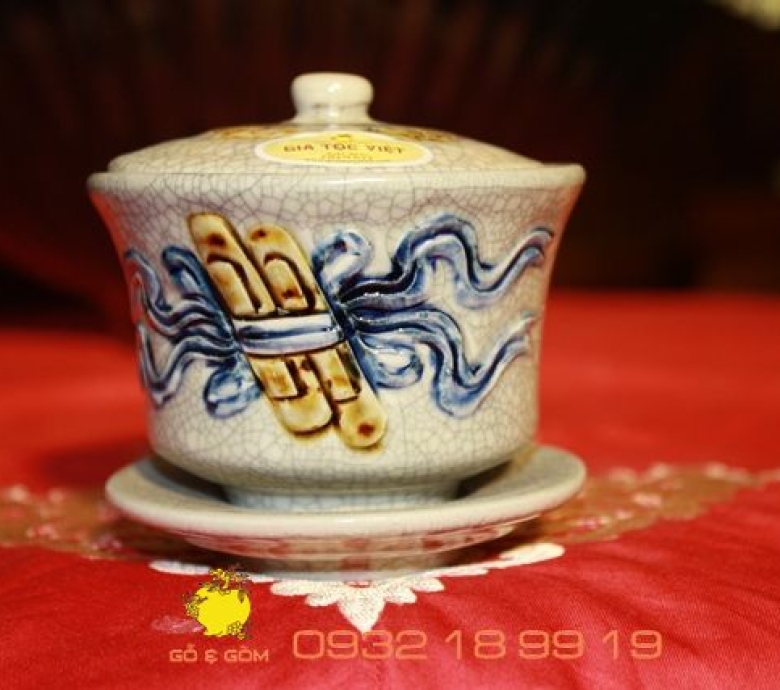 Bát Sâm Thờ Cúng Hoa Văn Cuốn Thư Đắp Nối Số 1