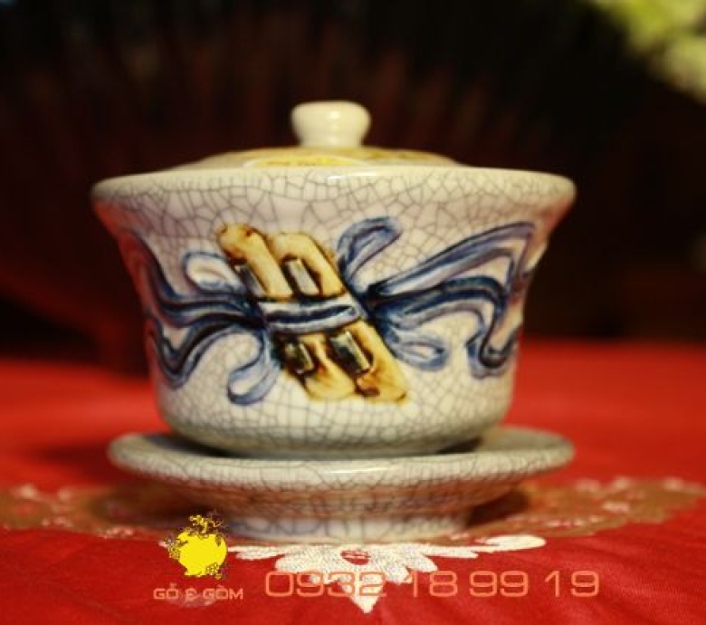Bát Sâm Thờ Cúng Hoa Văn Cuốn Thư Đắp Nối Số 2