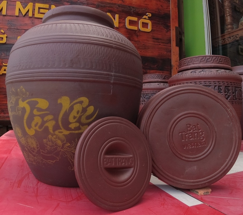 Bình ngâm rượu vẽ Tài Lộc 50L, Gốm sứ Bát Tràng