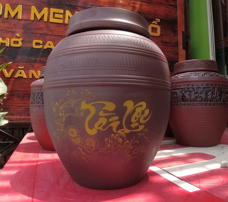 Bình ngâm rượu vẽ Tài Lộc 30L, Gốm sứ Bát Tràng