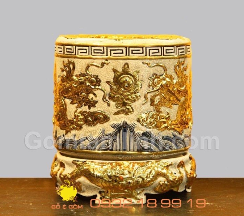Bộ Đồ Thờ Tâm Linh Gia Tộc Việt Men Rạn Dát Vàng 9999