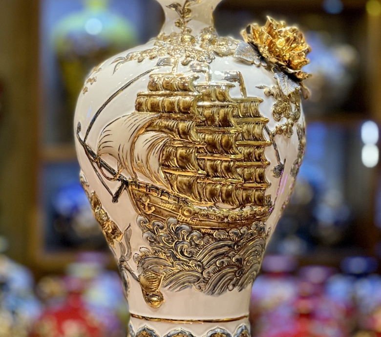 Mai bình tích lộc - thuận buồm xuôi gió dát vàng 24K H55